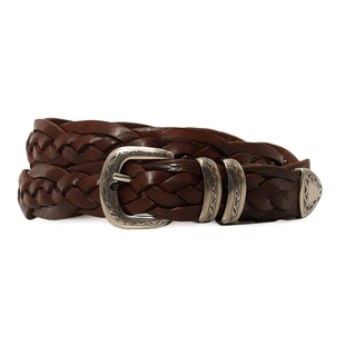 意国原产 皮条编织腰带皮带 索罗梅奥 925银代扣 春夏 调货商品