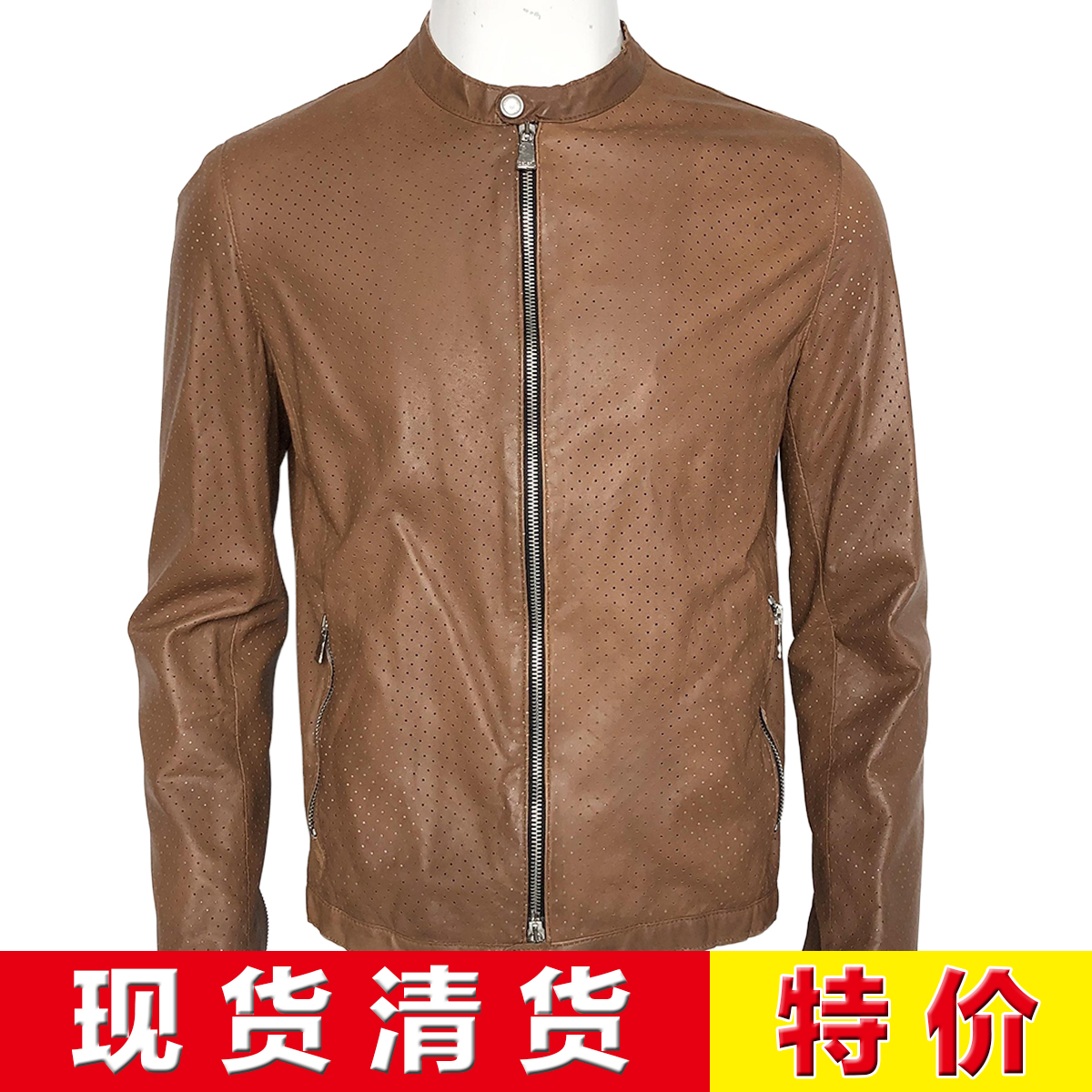 现货清货超低特价 高端二线 D 秋冬 镂空网眼羔羊皮 机车款皮衣