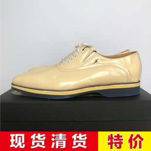 金属修饰浅灰色漆皮休闲鞋 现货清货 履P 意大利超一线鞋 公价5900