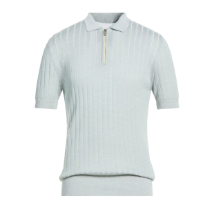 米兰 春夏 T恤 意 E男 针织短袖 粒原产 拉链衣领 调货 提花坑条