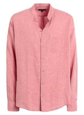 LP创立顶吉休闲品牌 超一线SEASE 粉色爱尔兰亚麻 古巴领长袖衬衫