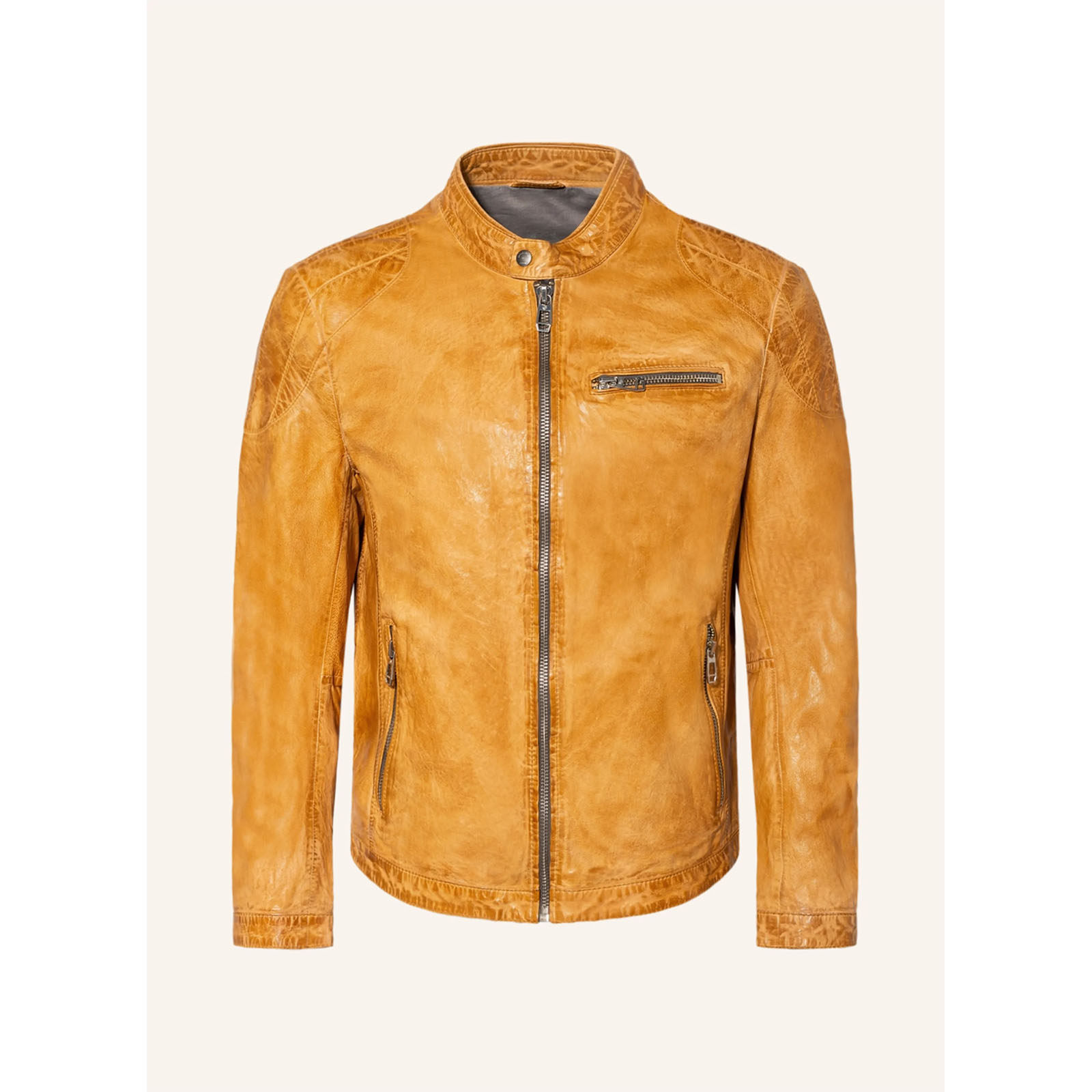 德国高端一线 milestone 秋冬  橙色小牛皮 擦色皮衣