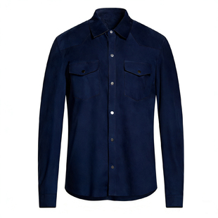 四季 纳帕绒面羔羊皮 皮衣 意国原产 款 索洛夫拉 衬衫 调货 修身