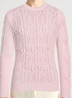 公价12000 醉顶吉 COLOMBO 春夏 粉色 重工精致图案长绒棉 针织衫