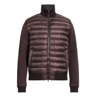 巅峰外套品牌 超一线 秋冬 棕红色 羊毛针织拼接 白鹅绒羽绒服