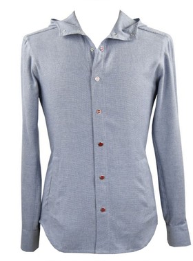 公价24680  春夏 红色珐琅纽扣 灰色海岛棉 针织连帽夹克