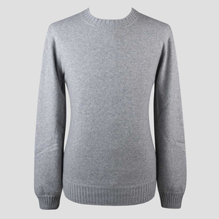 秋冬毕备灰色100%山羊绒老钱风针织毛衣 SASSO 意大利一线 GRAN