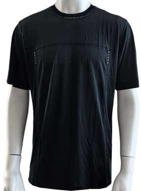 罗斯柴尔\英国沙特王室H春夏 撞色针织衣领 黑色 科莫真丝短袖T恤