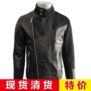 超低特价现货 公价11600 意大利专业一线D秋冬拼接羔羊皮修身皮衣