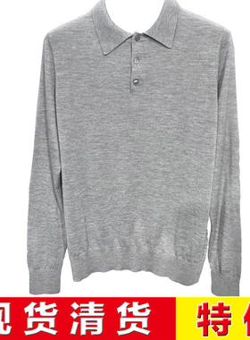 现货清货意大利顶吉品牌Andre Maurice 秋冬浅灰色羊绒针织衫毛衣