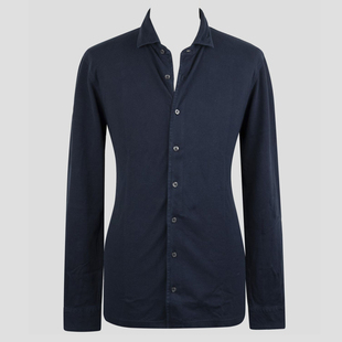 衬衫 意大利一线 秋冬毕备单品蓝色纯棉老钱风针织长袖 SASSO GRAN