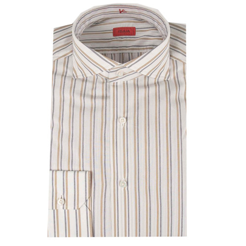 公价6200 那不勒斯顶吉 ISAIA 四季  撞色条纹 海岛棉 长袖衬衫