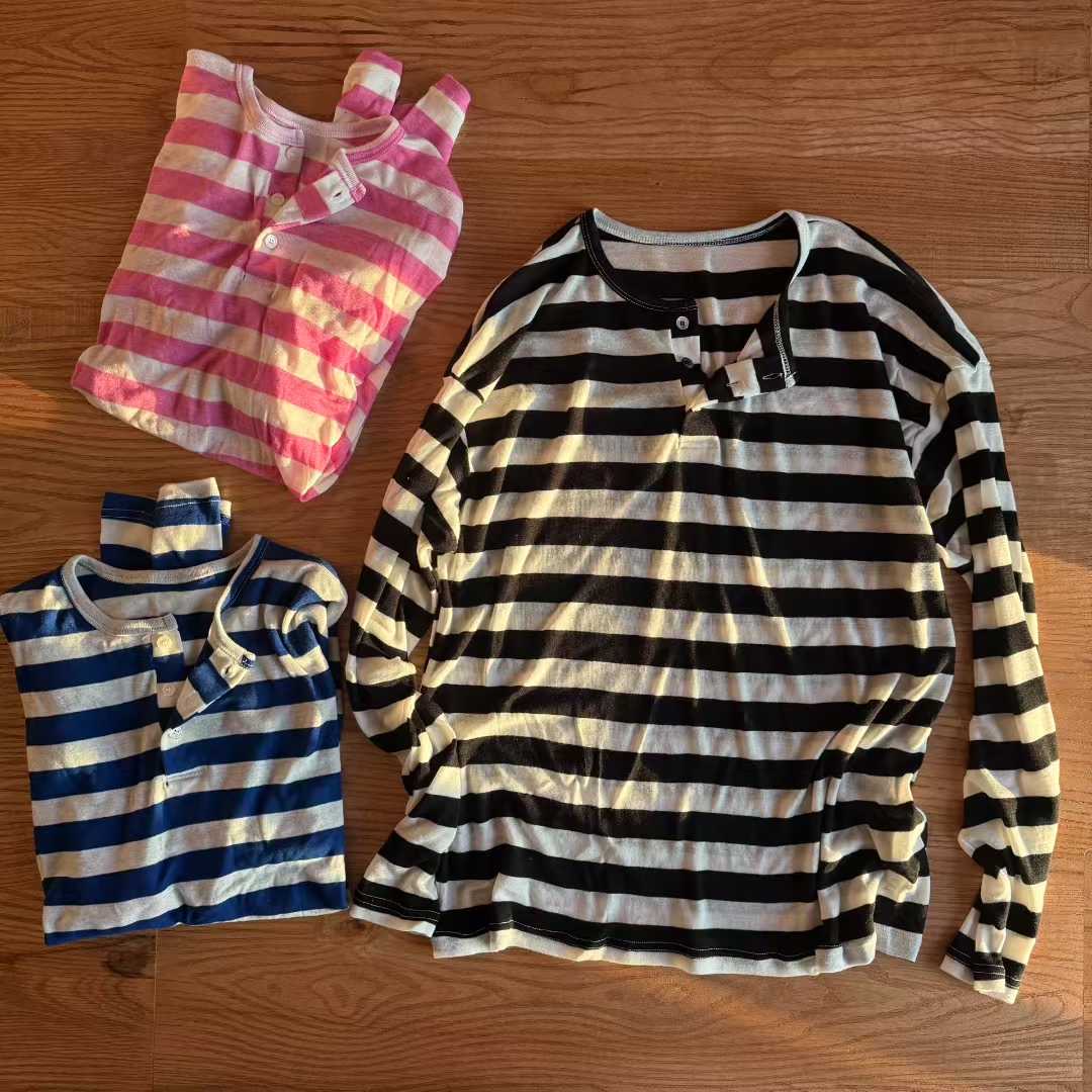 现 25秋季新款韩国东大门dohwaji休闲圆领条纹薄款打底衫长袖T恤