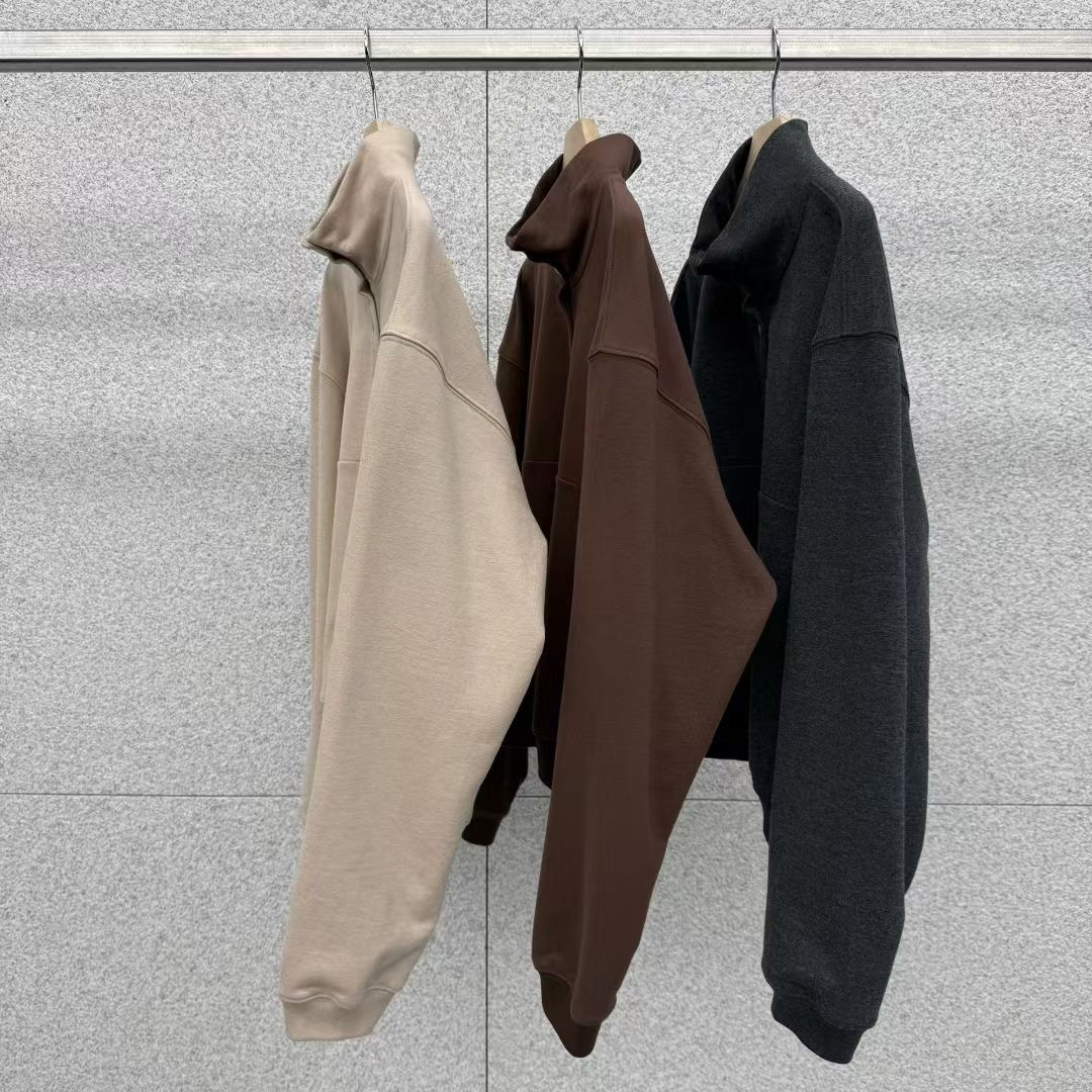 现 25冬季新款韩国东大门AT THE BAGEL加绒半系扣立领套头卫衣