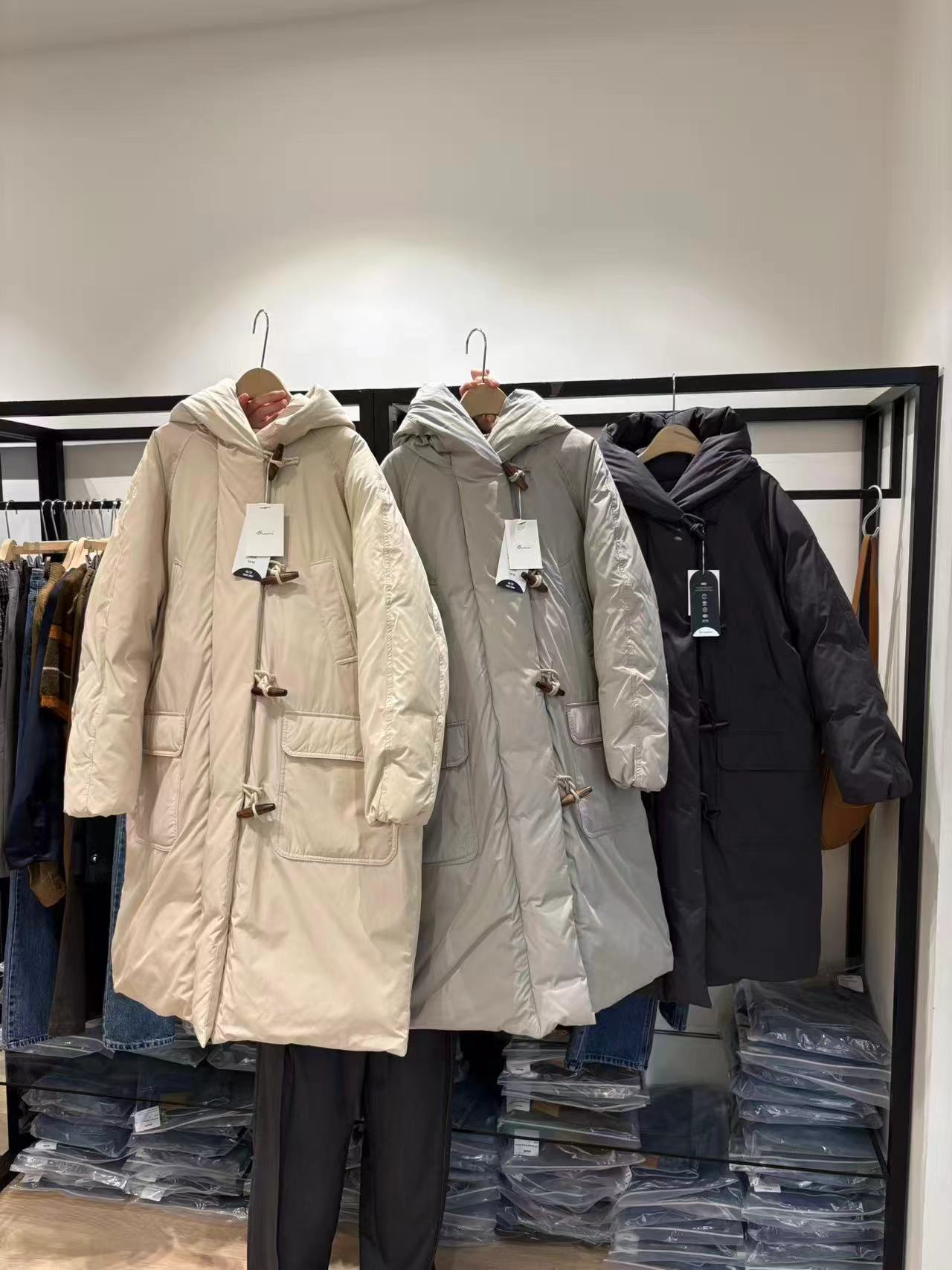 现 25冬季新款韩国东大门bruni超厚实连帽长款抽绳羽绒服外套