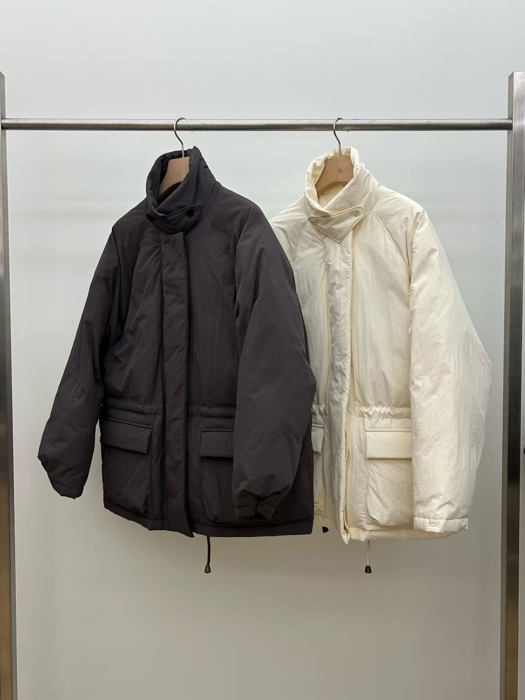 现 25冬季新款韩国东大门utre宽松休闲立领抽绳设计感羽绒服外套