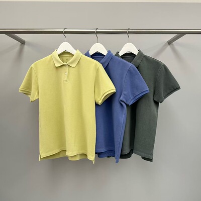 现 26春季新款韩国东大门WATER RIVER女百搭POLO领纯色棉短袖T恤