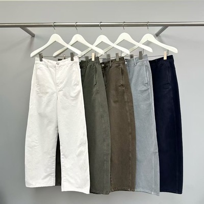 现 26春季新款韩国东大门 WATER RIVER棉复古休闲百搭弯刀休闲裤