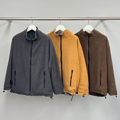 现25冬季新款 韩国东大门water摇粒绒立领两面穿拉链外套