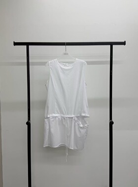 现26春新款韩国东大门minimuze 设计感法式不对称抽绳拼接无袖裙