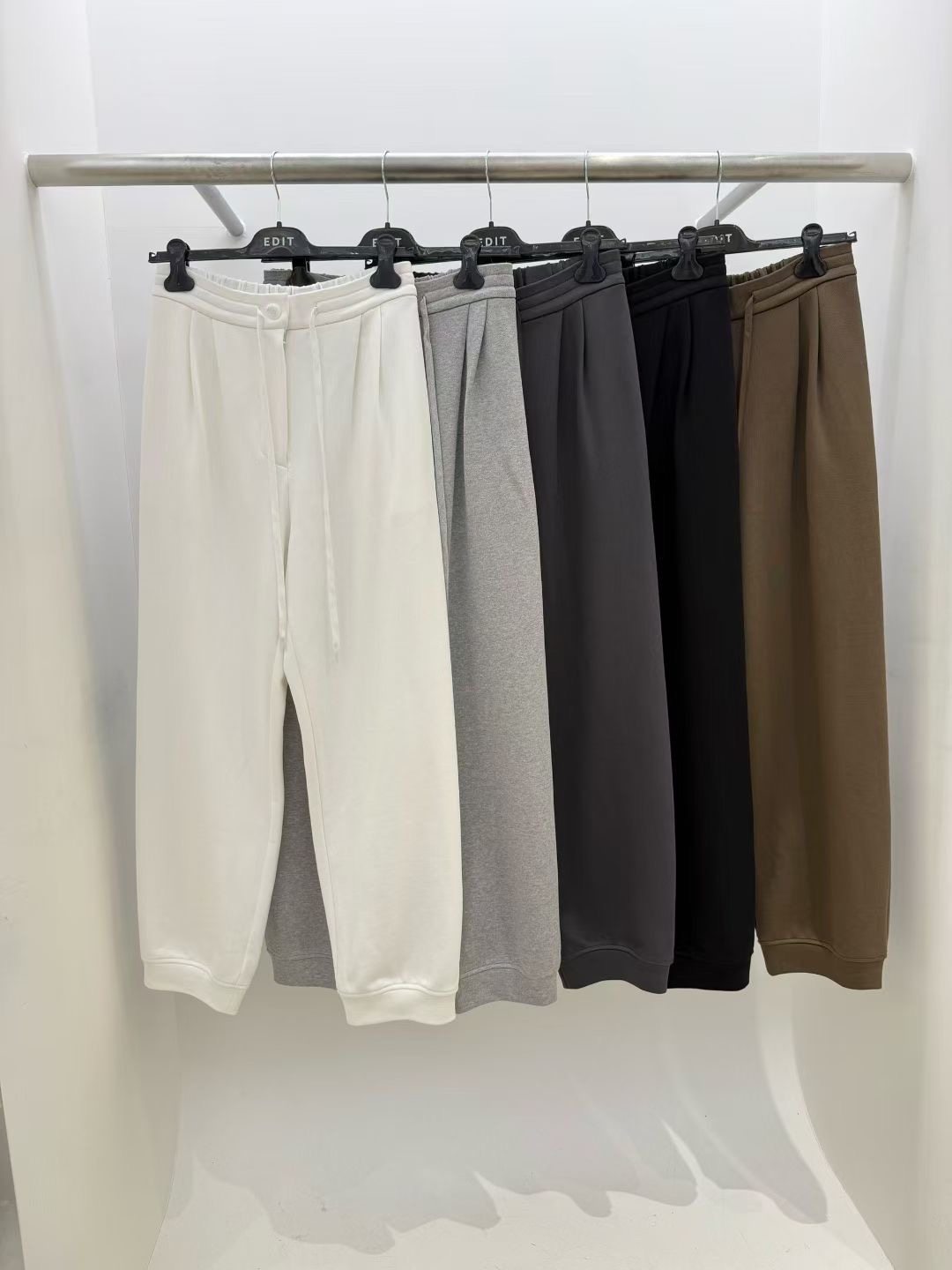 现 25冬季新款韩国东大门edit百搭棉质束脚抽绳系扣休闲裤卫裤