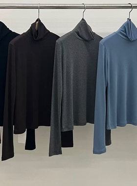 折现 25秋季新款韩国东大门mohhe女休闲高领纯色修身打底长袖T恤