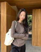 26春季 新款 韩国东大门mohhe百搭简约修身 现 圆领打底长袖 T恤