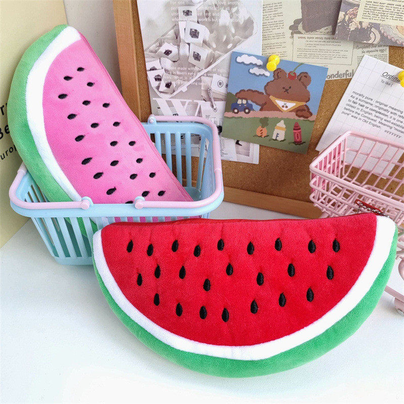 创意西瓜毛绒可爱卡通学生笔袋多功能化妆包女士节日礼品,文具电教/文化用品/商务用品,笔袋,淘宝优惠券,粉丝福利购,淘宝优惠卷