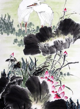 【画艺佳.字画书画】C26821孙艺群纯手绘花鸟国画.写意荷花.四尺