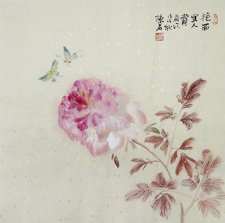 【画艺佳字画书画】C27236陈石纯手绘宣纸花鸟国画.牡丹.三尺斗方
