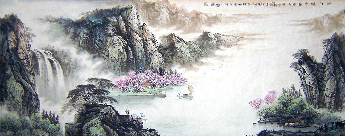 【画艺佳.字画】C16875美协会员手绘山水国画.峡江揽胜图(小八尺)