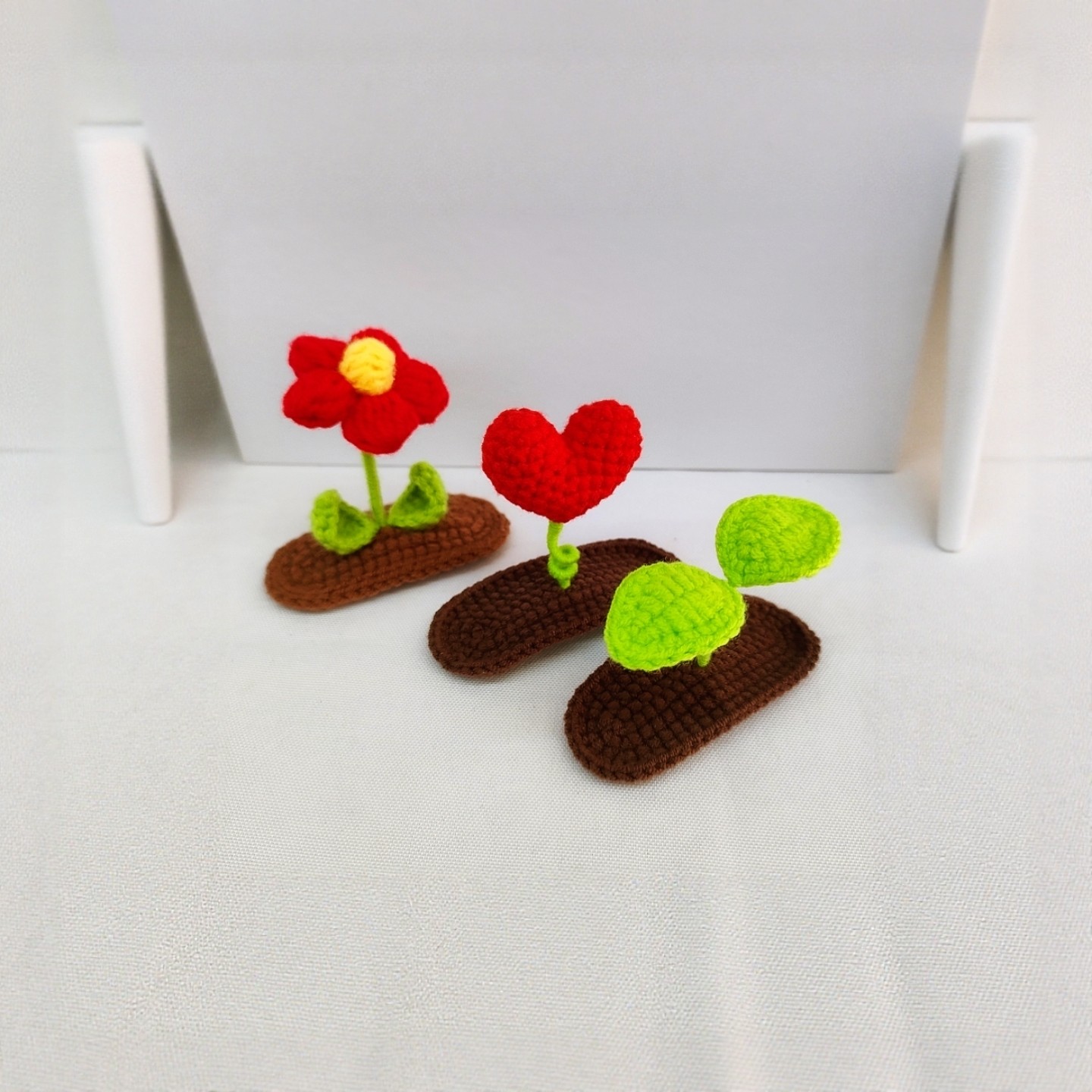 手工编织毛线小草发夹爱心泡芙花朵BB夹侧边刘海碎发卡子女孩头饰