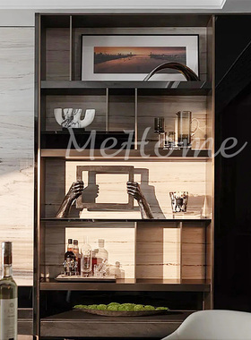 @MeHome现代轻奢样板房民宿酒店别墅客厅电视背景墙软装配饰摆件