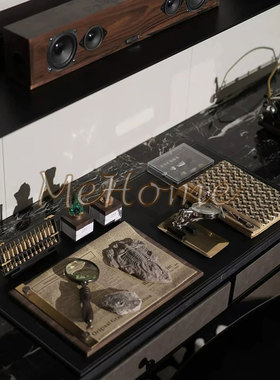 *MeHome*中古风老钱风样板房别墅酒店书房书桌软装配套摆件配饰