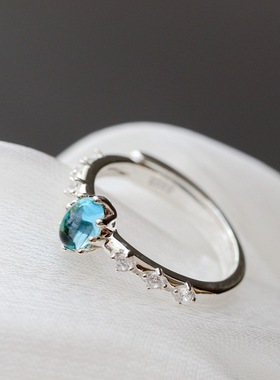天然托帕石925纯银戒指优雅时尚