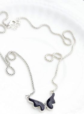 蓝砂石925纯银吊坠时尚蝴蝶项链