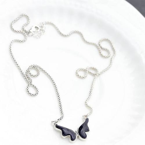 蓝砂石925纯银吊坠时尚蝴蝶项链