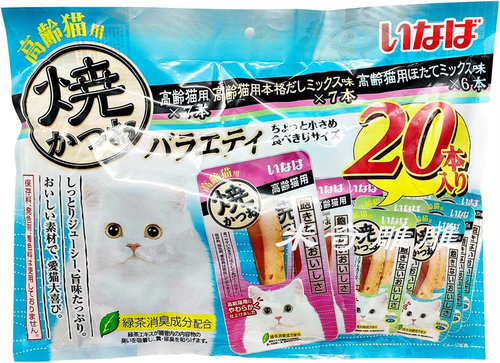 INABA烧鲣鱼20条装 猫猫咪除臭零食 成猫高龄猫用party鱼条肉干