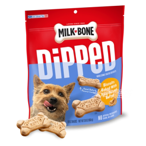 美国Milkbone Dipped烘焙骨头饼干宠物狗狗进口零食花生酱味340g