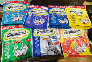 Whiskas伟嘉Temptations猫零食猫洁齿饼干鸡肉三文鱼味夹心酥