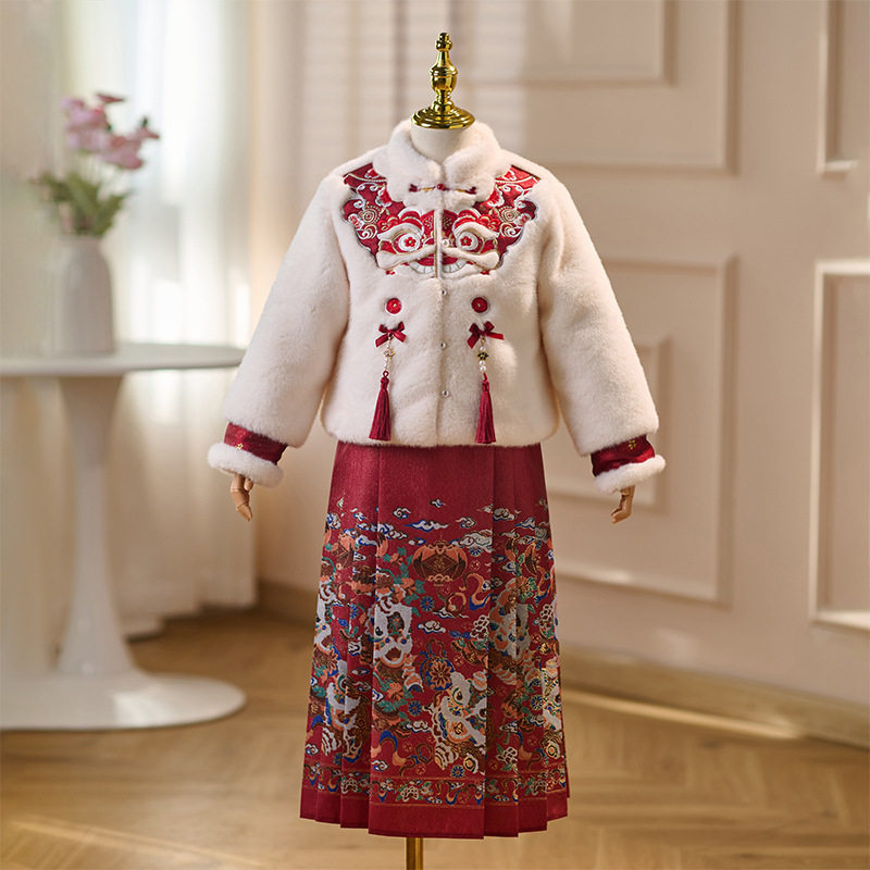 女童拜年服冬季新款中国风唐装小女孩加绒加厚马面裙汉服套装,童装/婴儿装/亲子装,汉服,淘宝优惠券,粉丝福利购,淘宝优惠卷