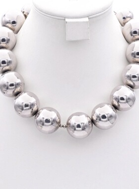 中古纯银925银圆珠银珠超大直径30mm项链252克实价请私询