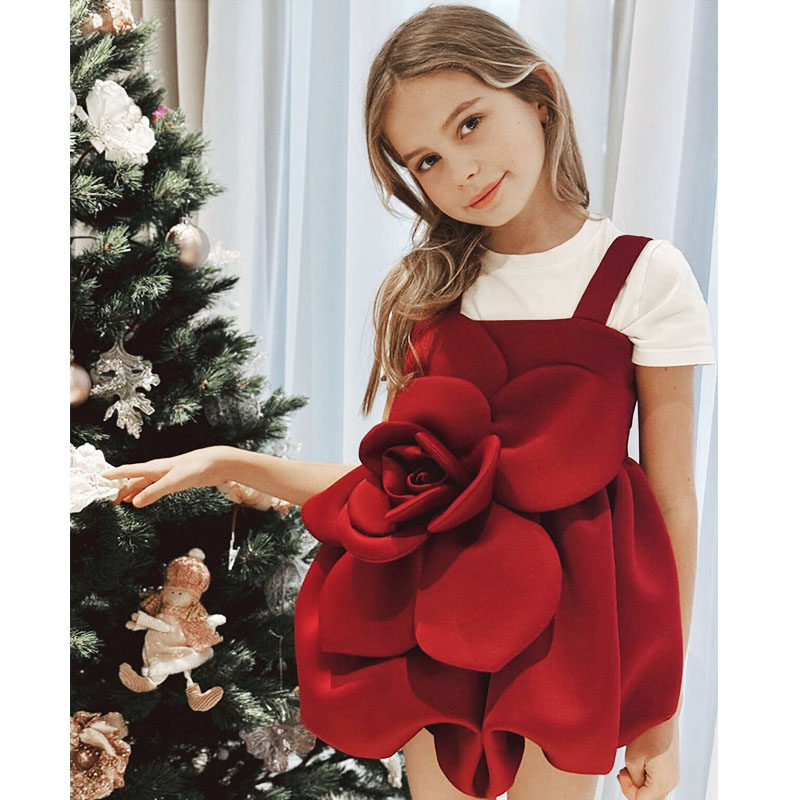 女童公主裙新款儿童红色礼服高级定制亲子装手工玫瑰花生日吊带裙,童装/婴儿装/亲子装,连衣裙,淘宝优惠券,粉丝福利购,淘宝优惠卷