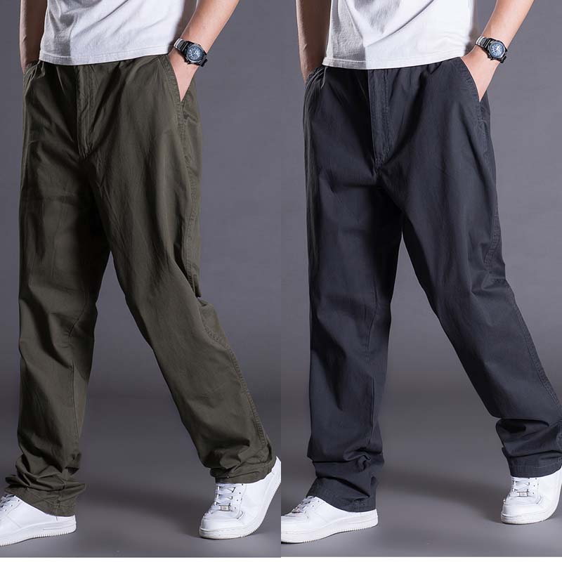 秋天新款男装加肥加大码直筒休闲裤纯棉工装裤男宽松长裤肥佬裤