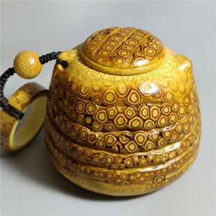 天然玉竹根雕刻文玩把玩件手工打磨满钉笔筒铃铛金蟾壶罐子香炉囊