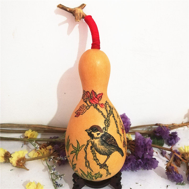 文玩微雕针刺彩雕天然葫芦精品把玩手捻墨刻手工收藏品摆件实物图