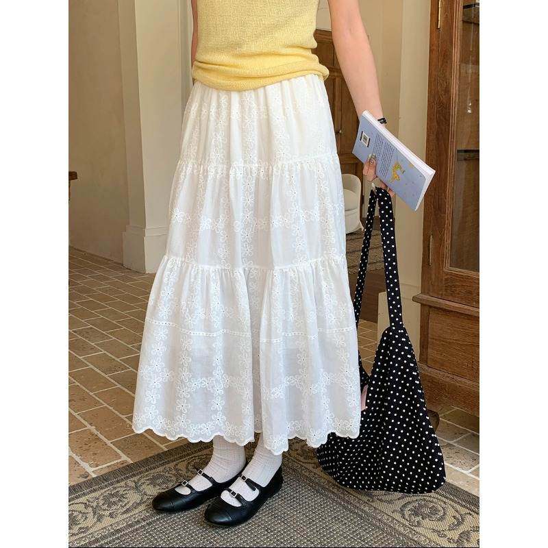 韩版高级新款 2025 早春 温柔风镂空刺绣A字蛋糕半身裙ZY3915棉包,女装/女士精品,半身裙,淘宝优惠券,粉丝福利购,淘宝优惠卷