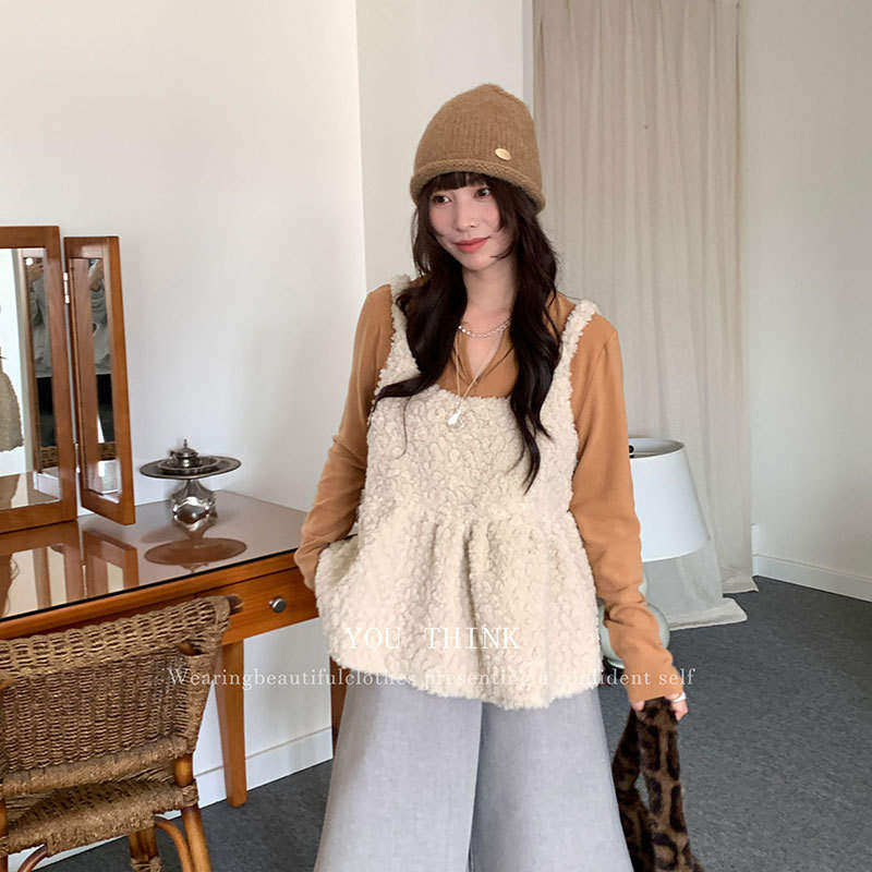 韩版高级you think冬季韩系百搭柔软休闲仿羊羔绒吊带背心1654背,女装/女士精品,背心吊带,淘宝优惠券,粉丝福利购,淘宝优惠卷
