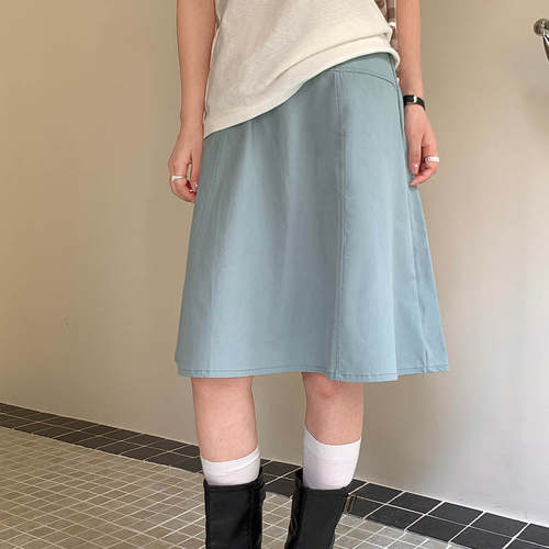 韩版高级you think夏季韩系通勤百搭高腰A字休闲半身裙女2762棉2