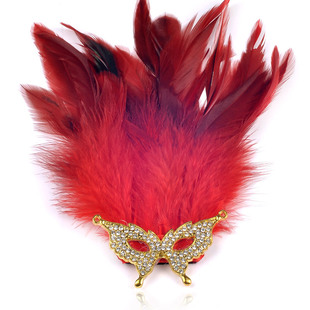 司仪演出饰品水钻胸针男士红色羽毛胸花韩版胸饰韩国衣服配饰走秀